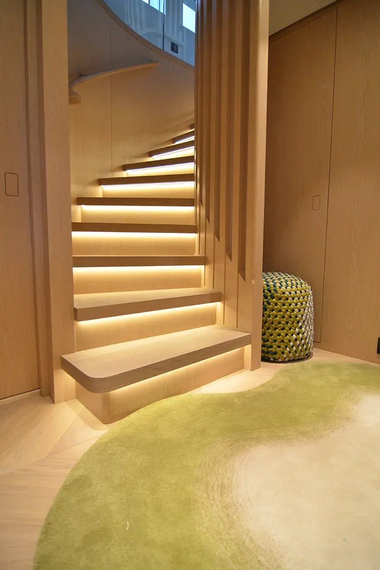 placeholder-standing-2 interior design stairs on Legato yacht by Wetzels Brown